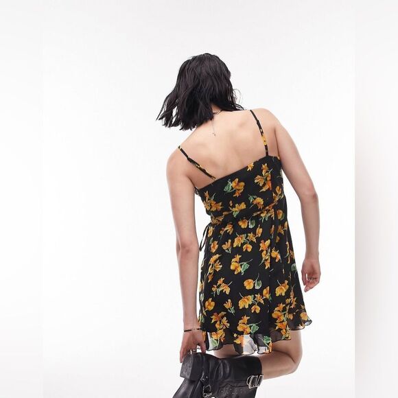 Topshop floral wrap strappy mini dress in multi - Picture 4 of 11